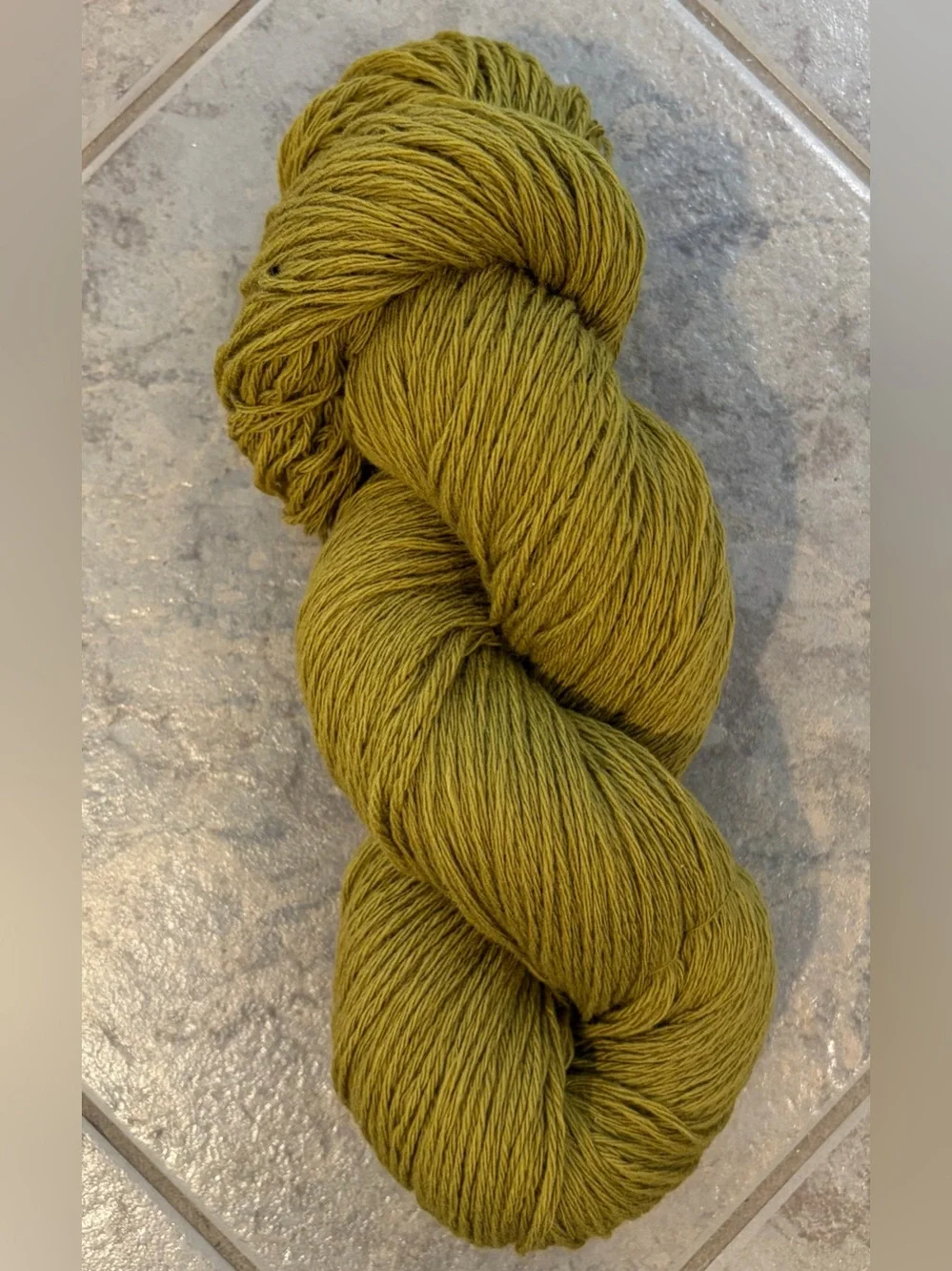 100g Mustard Green Hand Twisted Yarn-Merino Wool and Cashmere Blend
